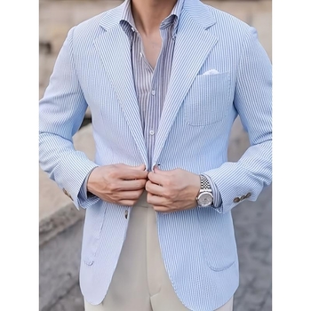 Kasdienis bleizeris vyrams - Slim-fit, Corduroy audinys, vieno sagos mygtukas, pagrindinis audinys lin, vienodai raštas, sportinis stilius