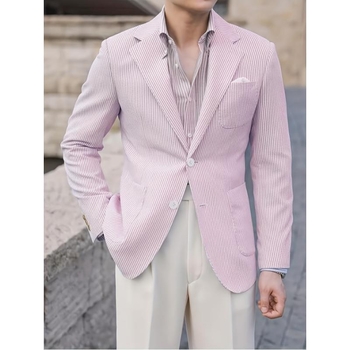 Kasdienis bleizeris vyrams - Slim-fit, Corduroy audinys, vieno sagos mygtukas, pagrindinis audinys lin, vienodai raštas, sportinis stilius