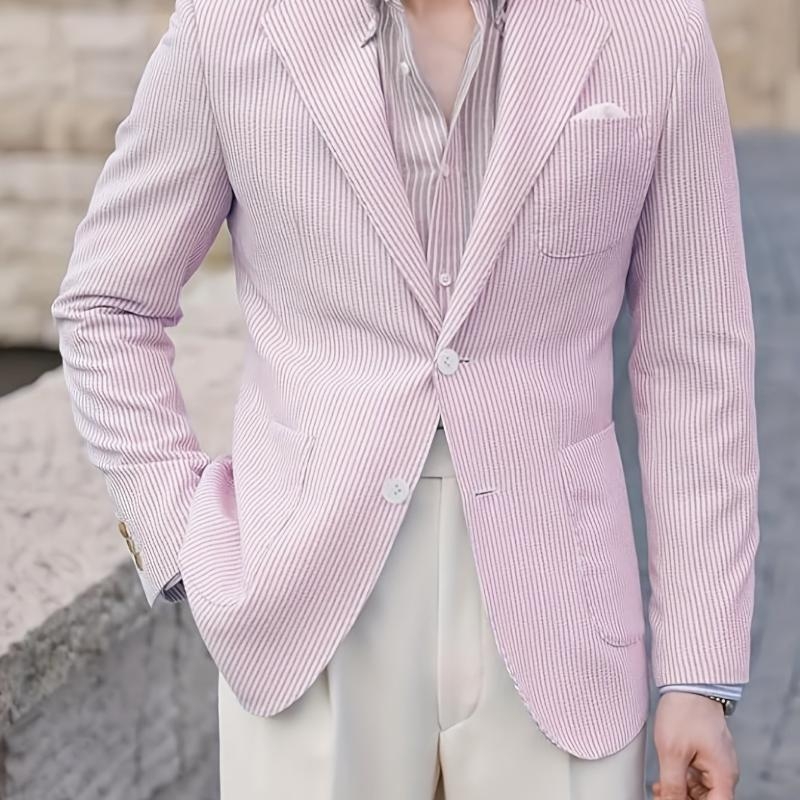 Kasdienis bleizeris vyrams - Slim-fit, Corduroy audinys, vieno sagos mygtukas, pagrindinis audinys lin, vienodai raštas, sportinis stilius