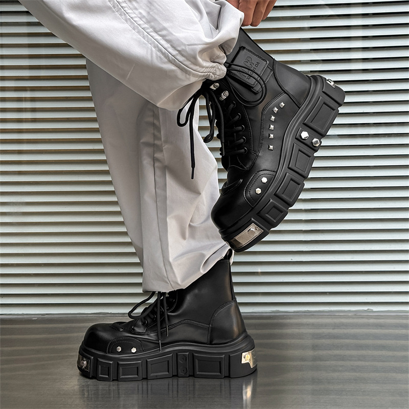 Vyriski Martin batai, su vidiniu augimo padidinimu, kasdieniniai kulkšnies batai, gumos padas, hip-hop stilius