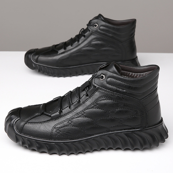 Vyriski žieminiai aukštų batų su dviejų sluoksnių karvų oda viršutine dalimi, gumos padas, PU įdėklas, mikropluošto vidus