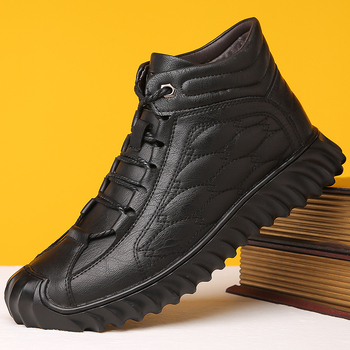 Vyriski žieminiai aukštų batų su dviejų sluoksnių karvų oda viršutine dalimi, gumos padas, PU įdėklas, mikropluošto vidus