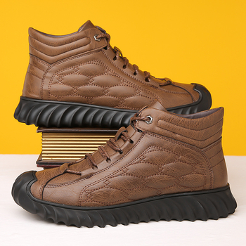 Vyriski žieminiai aukštų batų su dviejų sluoksnių karvų oda viršutine dalimi, gumos padas, PU įdėklas, mikropluošto vidus