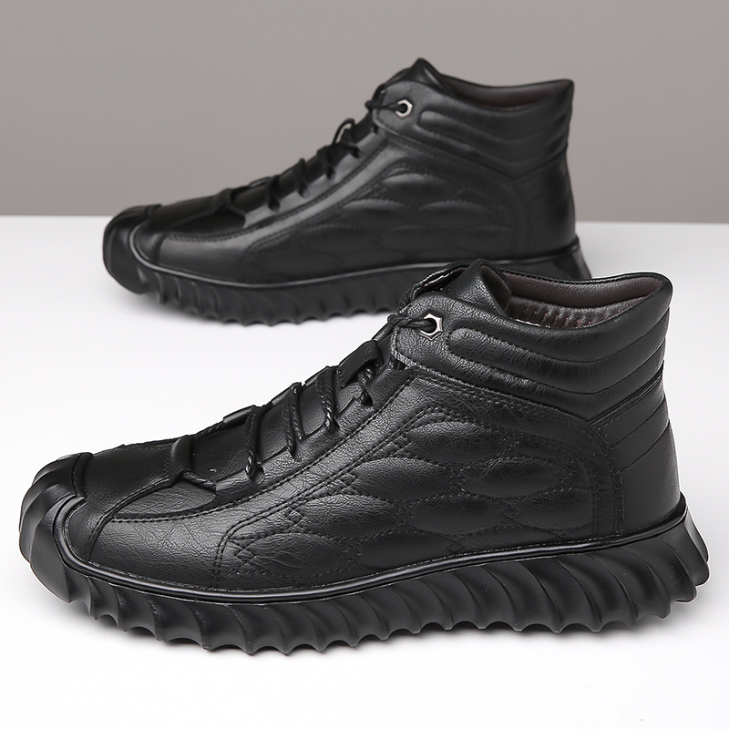Vyriski žieminiai aukštų batų su dviejų sluoksnių karvų oda viršutine dalimi, gumos padas, PU įdėklas, mikropluošto vidus