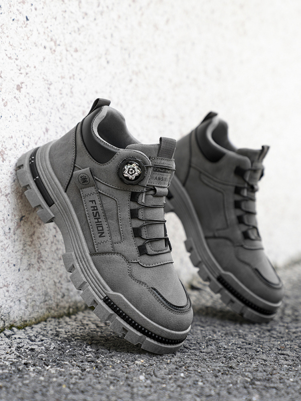 Vyrų darbo batai su PU viršutine, Vidutinio aukščio kulnas 3–7 cm, Sukamas užsegimas, Apvalus nosies