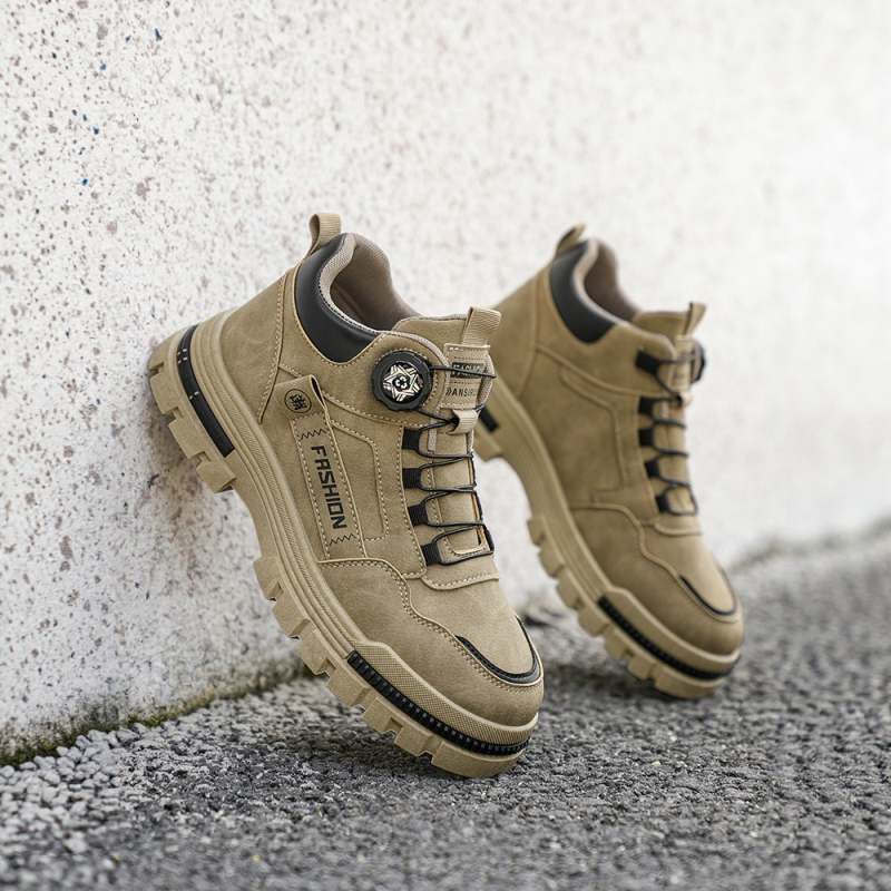 Vyrų darbo batai su PU viršutine, Vidutinio aukščio kulnas 3–7 cm, Sukamas užsegimas, Apvalus nosies