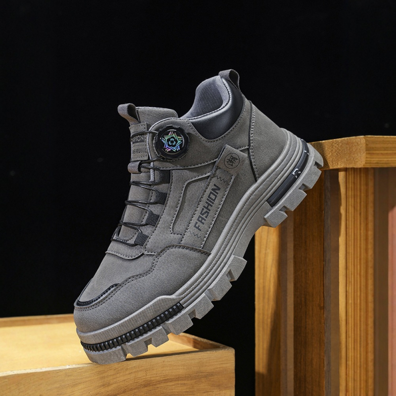 Vyrų darbo batai su PU viršutine, Vidutinio aukščio kulnas 3–7 cm, Sukamas užsegimas, Apvalus nosies