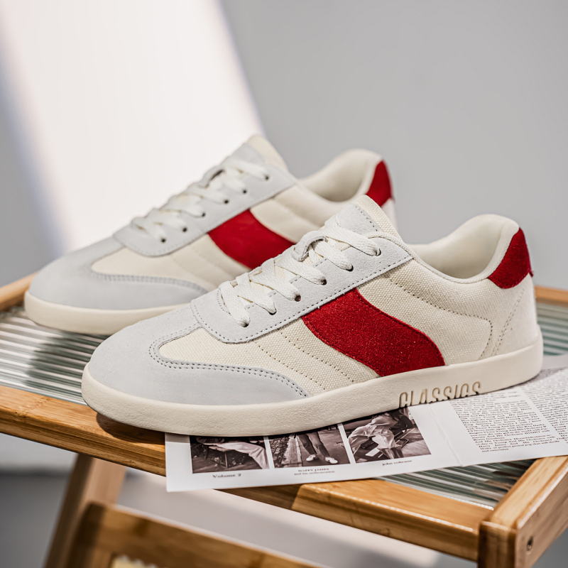 Adidași de skate unisex – Star Skate Shoes, talpă din cauciuc, partea superioară din material textil, design color-block, închidere cu șireturi