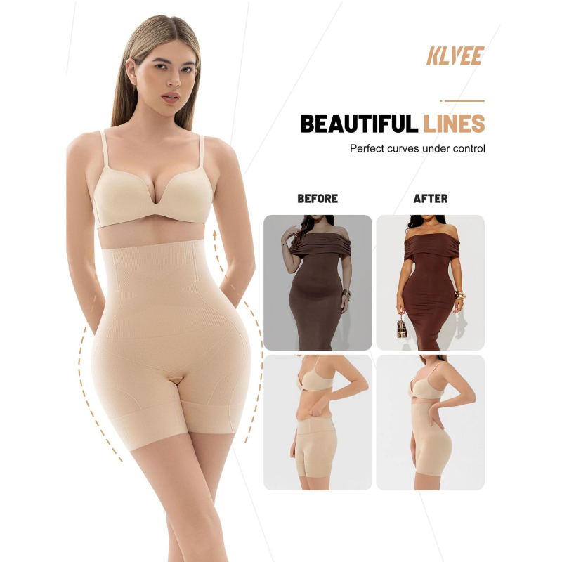 Vienos dalies kūno formuojančios kelnaitės su aukštu juosmeniu, pilvo kontrole, po gimdymo, sėdmenų pakėlimas, nematomi po drabužiais