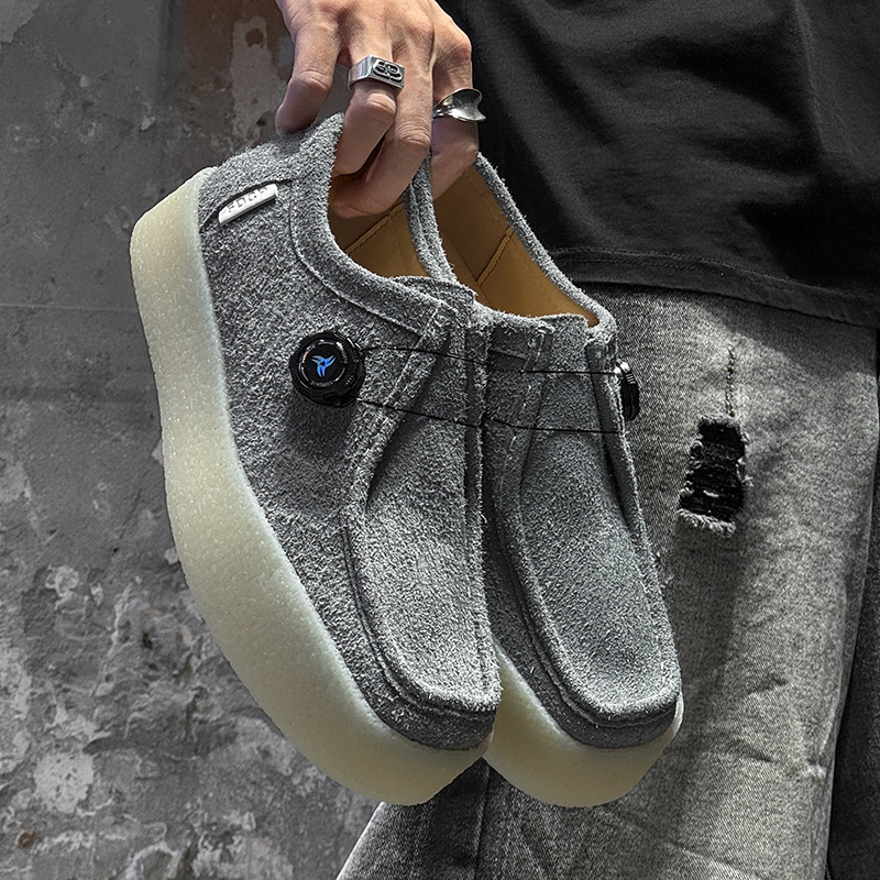 Buffny Nubuko loaferiai su apsisukama sagtimi ir greito reguliavimo raišteliais, patogūs kasdieniniai bateliai su augimo padidinimu, gumos padas