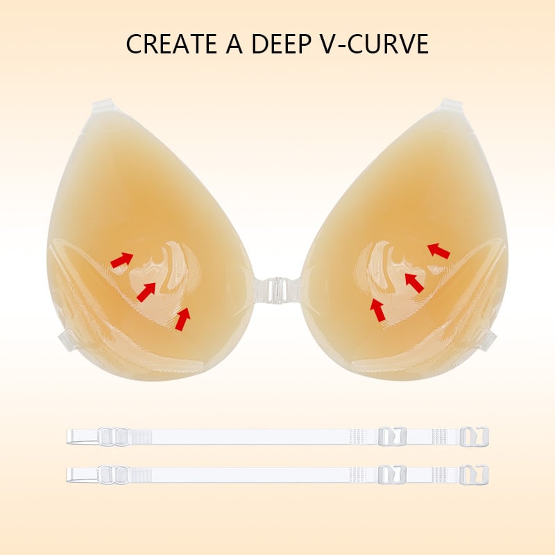 Силиконови подплънки за бюст, удебелени, събиращи, безшевни и невидими, капковидна форма за покриване на зърното, лъскава повърхност, едноцветни
