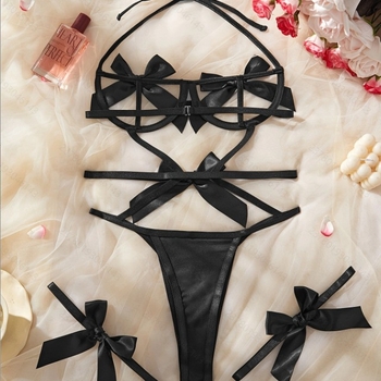 Διαφανές σετ κορμάκι με φιόγκο πεταλούδας για γυναίκες, πολυεστέρας