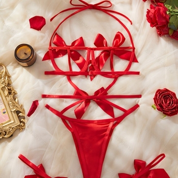 Διαφανές σετ κορμάκι με φιόγκο πεταλούδας για γυναίκες, πολυεστέρας