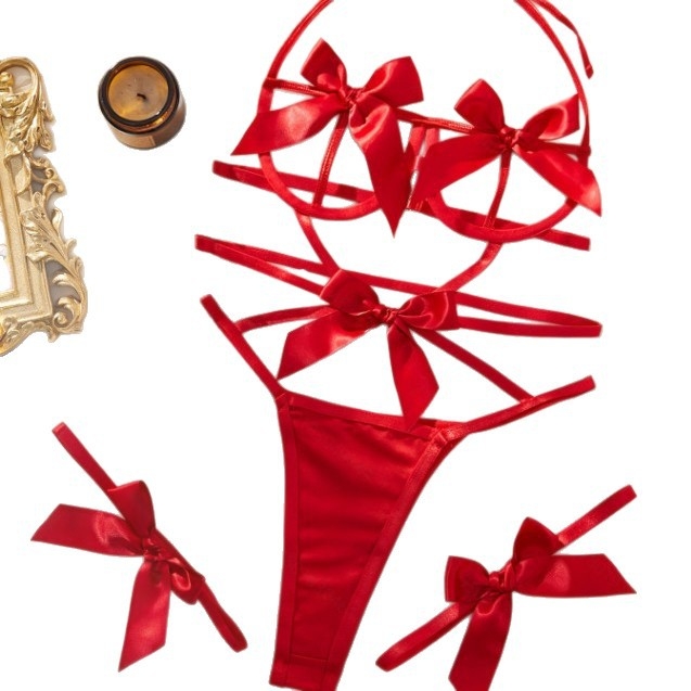 Διαφανές σετ κορμάκι με φιόγκο πεταλούδας για γυναίκες, πολυεστέρας