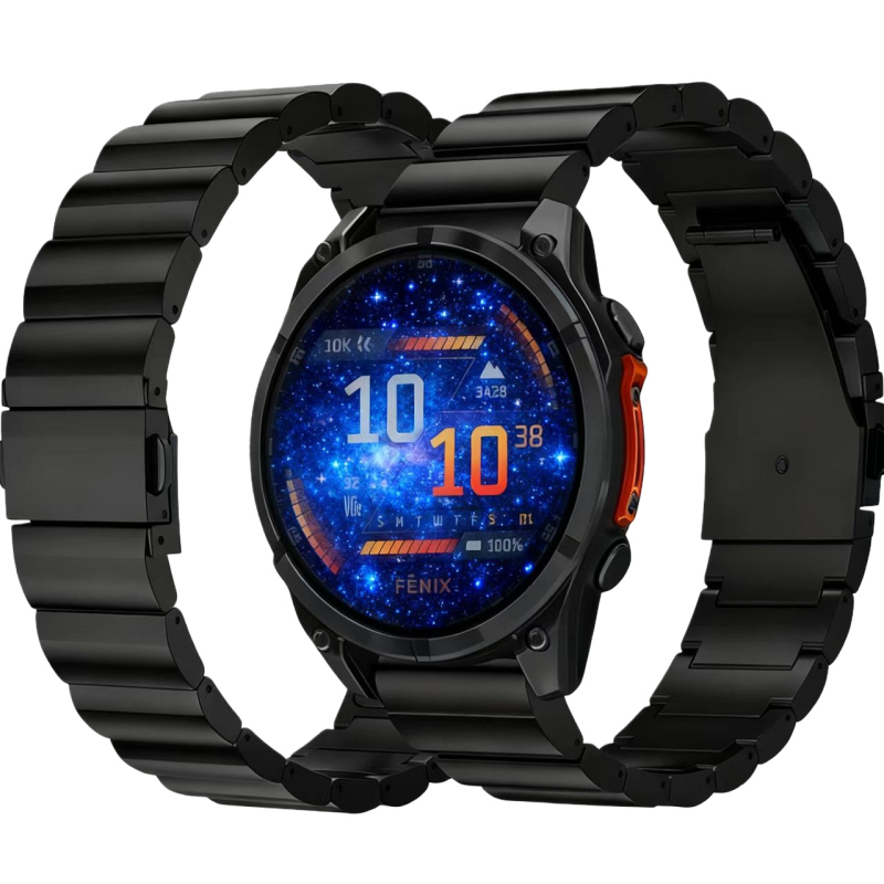 Ζώνη ρολογιού Garmin Fenix 8/7, μεταλλικός ιμάντας JLT, συμβατή με Garmin, αναδιπλούμενο κούμπωμα, βάρος 78 g, κυκλοφόρησε το 2025.