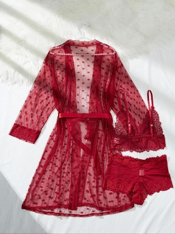 Σετ από τρία κομμάτια: ρόμπα με ζώνη και ανοιχτό μπροστινό, βαμβάκι, Half Fleece, πολυτελές στυλ, Άνοιξη 2025