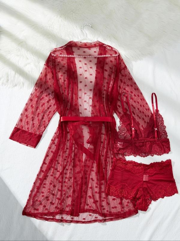 Σετ από τρία κομμάτια: ρόμπα με ζώνη και ανοιχτό μπροστινό, βαμβάκι, Half Fleece, πολυτελές στυλ, Άνοιξη 2025