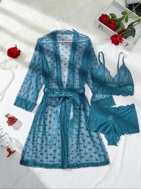 Σετ από τρία κομμάτια: ρόμπα με ζώνη και ανοιχτό μπροστινό, βαμβάκι, Half Fleece, πολυτελές στυλ, Άνοιξη 2025