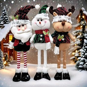 Αϊ-Βασίλης χριστουγεννιάτικη διακοσμητική φιγούρα με παγιέτες, ελαστική όρθια στάση, ύφασμα, ευρωπαϊκο-αμερικανικό στυλ