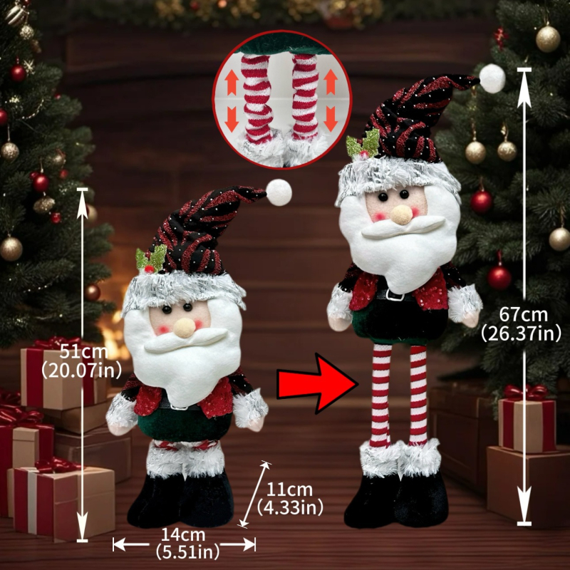 Αϊ-Βασίλης χριστουγεννιάτικη διακοσμητική φιγούρα με παγιέτες, ελαστική όρθια στάση, ύφασμα, ευρωπαϊκο-αμερικανικό στυλ