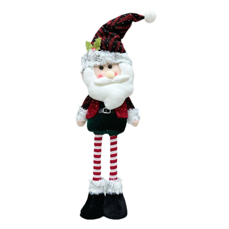 Αϊ-Βασίλης χριστουγεννιάτικη διακοσμητική φιγούρα με παγιέτες, ελαστική όρθια στάση, ύφασμα, ευρωπαϊκο-αμερικανικό στυλ