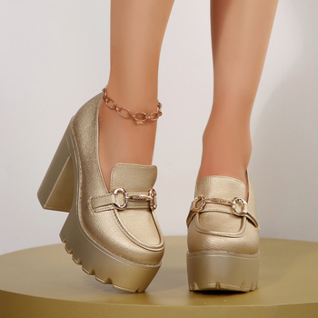 Mary Jane loaferiai su grandinės diržu, Mori Girl stilius, apvali nosis, PU viršus, žemas klinas kulnas