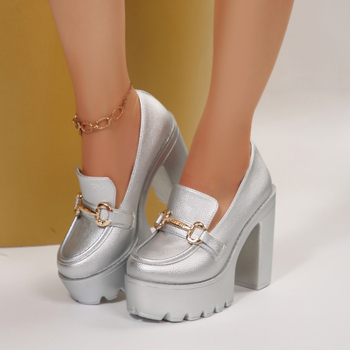 Mary Jane loaferiai su grandinės diržu, Mori Girl stilius, apvali nosis, PU viršus, žemas klinas kulnas