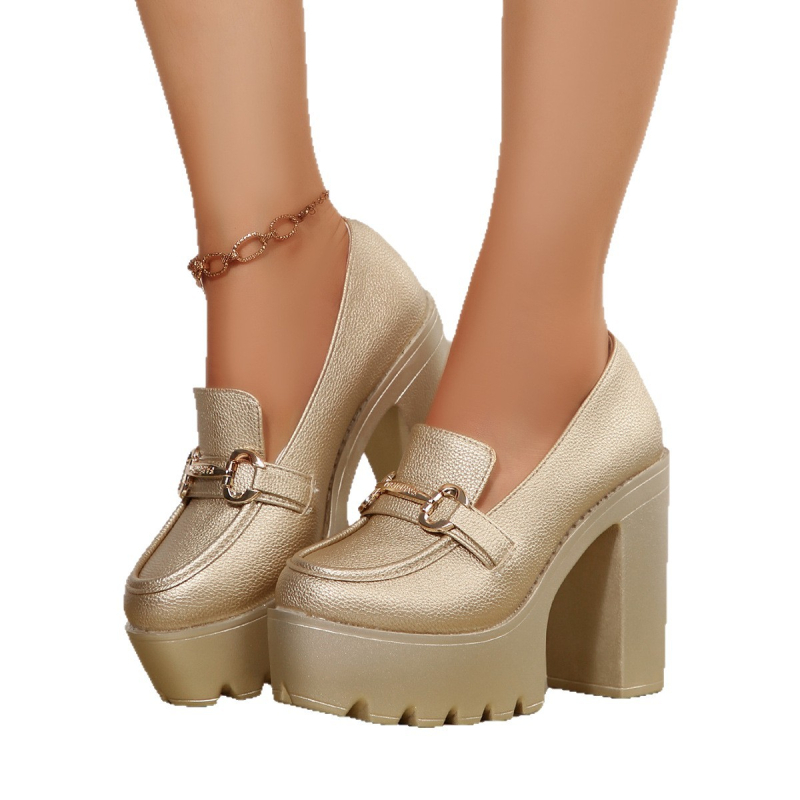 Mary Jane loaferiai su grandinės diržu, Mori Girl stilius, apvali nosis, PU viršus, žemas klinas kulnas