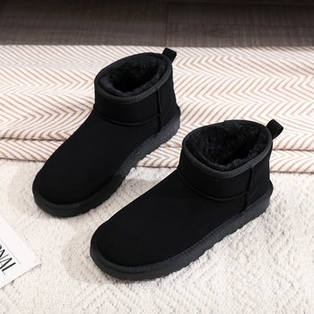 Vyriski žieminiai batai sniegui su velūro viršutine dalimi, pūkuota vidinė danga, anti-slydimo padas