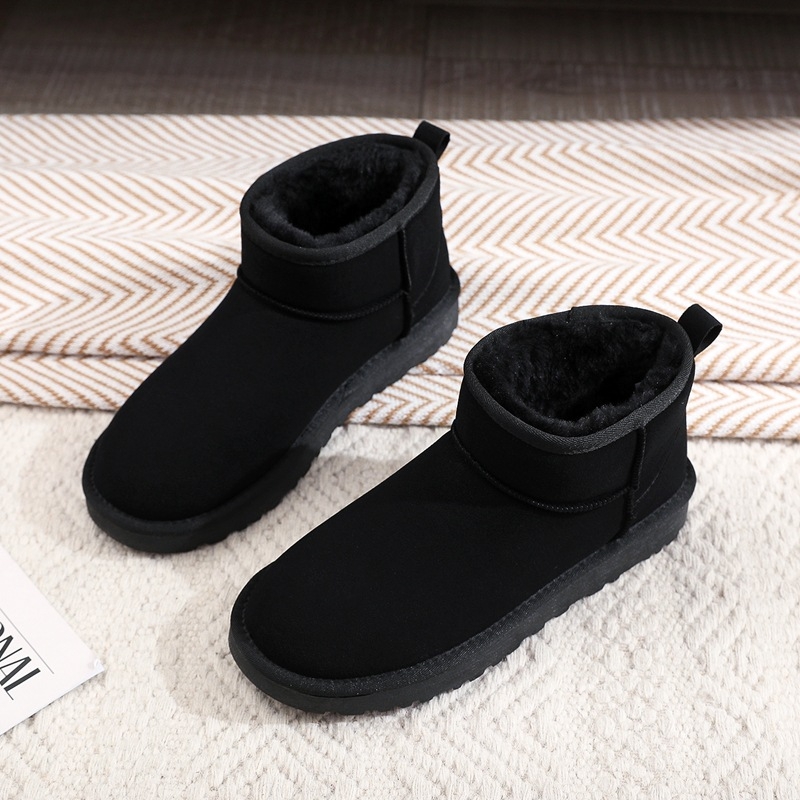 Vyriski žieminiai batai sniegui su velūro viršutine dalimi, pūkuota vidinė danga, anti-slydimo padas