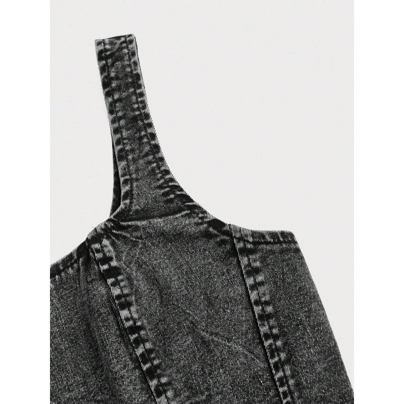 Vesta din denim pentru femei, bretele late, spate gol, stil casual