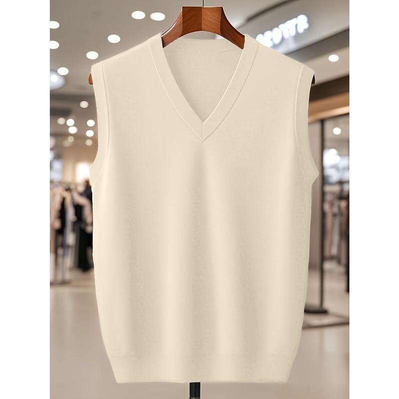 Vyrų V kaklo liemenė, laisvas kirpimas, dryžuota Corduroy lininė medžiaga, pavasaris 2025