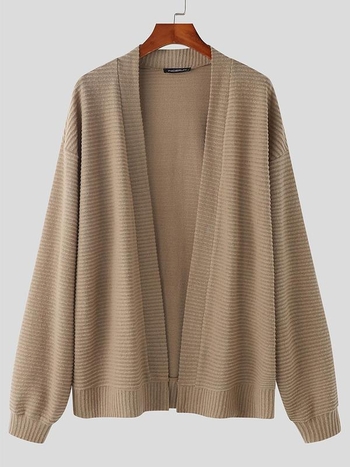 Мъжки плетен пуловер, свободен силует, кръгло деколте, дебелен модал със заешки косми