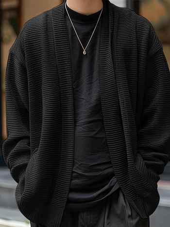 Мъжки плетен пуловер, свободен силует, кръгло деколте, дебелен модал със заешки косми