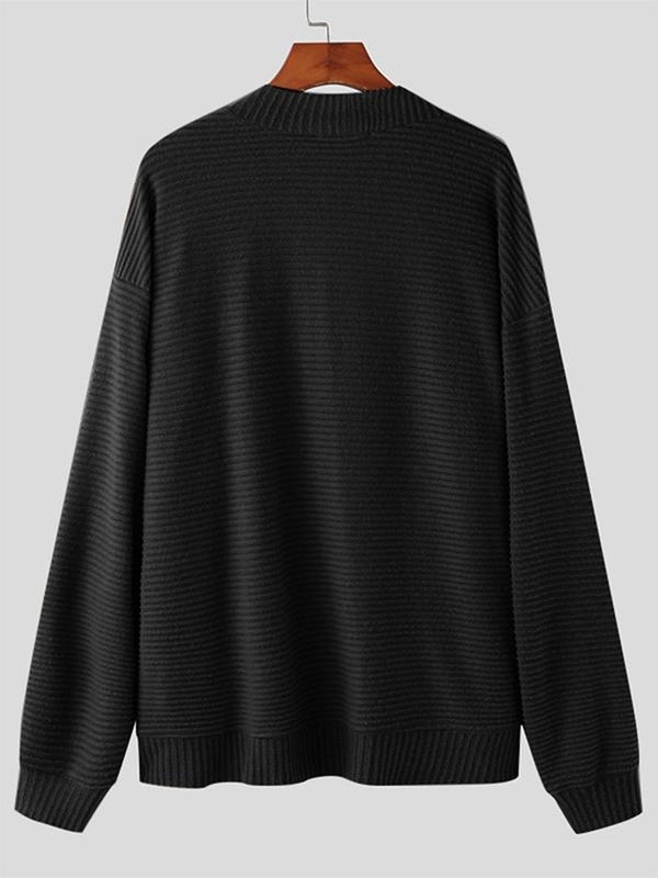 Férfi kötött pulóver, lazán szabott, kerek nyak, vastag, Modal anyag nyúl szőrével