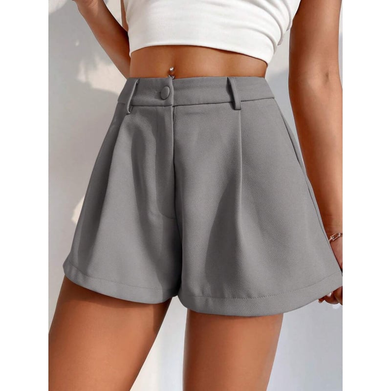 Șorturi largi cu buzunare înclinate, lungime 9/10, bumbac CVC, ușoară elasticitate, stil vintage