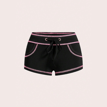 Женски полиестерови къси панталони с ниска талия и колажни панели, лято 2025, секси стил