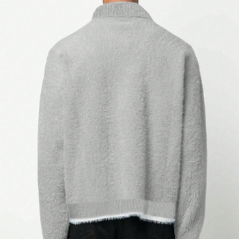 Трикотажно външно облекло за мъже – свободен силует, жакард, яка Turn-Down, 100% найлон