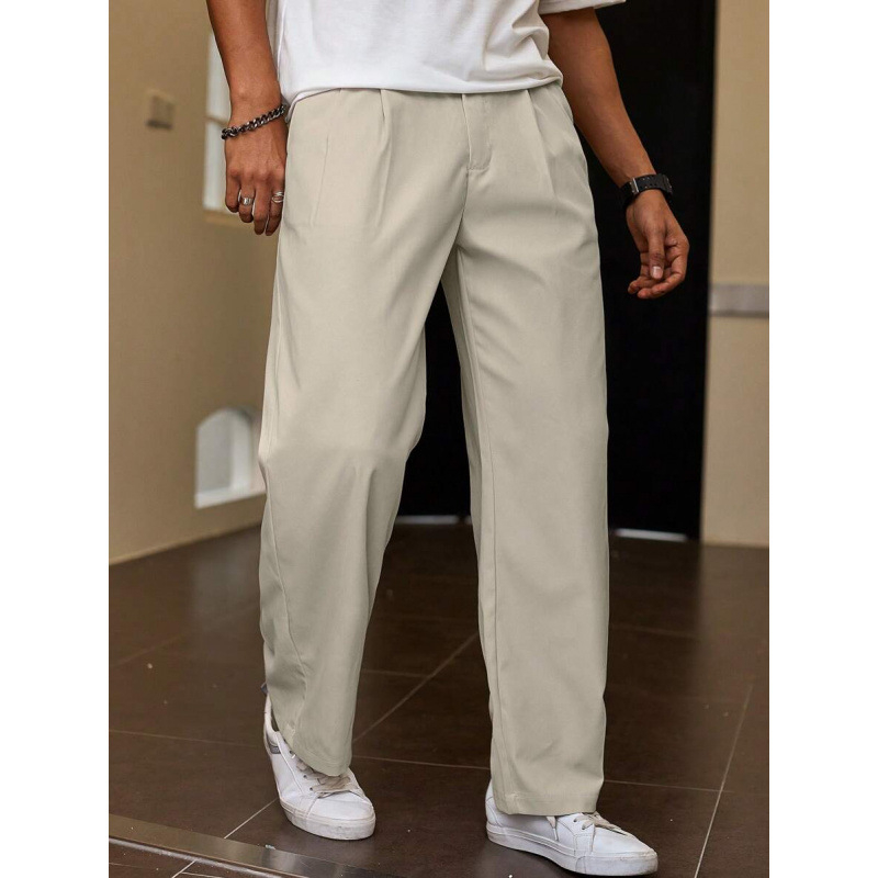 Pantaloni casual pentru bărbați, bumbac natural CVC, stil retro, elasticitate ușoară, controlul calității