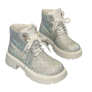 Női Martin csizmák kötős, kerek orrú, chunky sarok 3–5 cm, PU felsőrész, gumi talp