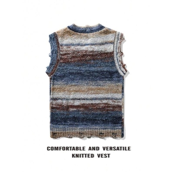 R6323 Laisvo kirpimo dryžuota liemenė, Corduroy audinys, Linas, Sportinis stilius