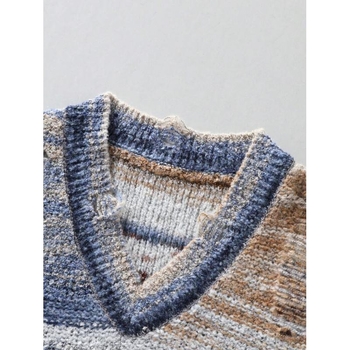 R6323 Laisvo kirpimo dryžuota liemenė, Corduroy audinys, Linas, Sportinis stilius