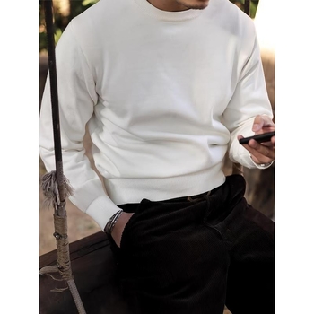 Pulover tricotat pentru bărbați: croială lejeră, guler rotund, grosime accentuată, material modal, păr de iepure