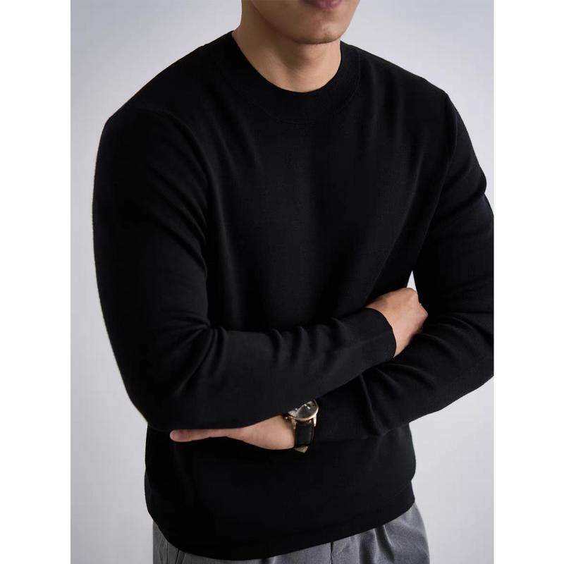 Pulover tricotat pentru bărbați: croială lejeră, guler rotund, grosime accentuată, material modal, păr de iepure