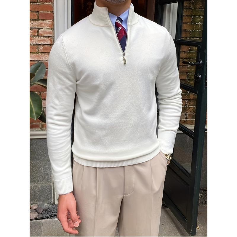 Cardigan tricotat cu fermoar, mâneci lungi, guler rotund, croială lejeră; țesătură Vinylon cu elasticitate medie, fermoar la 1/4