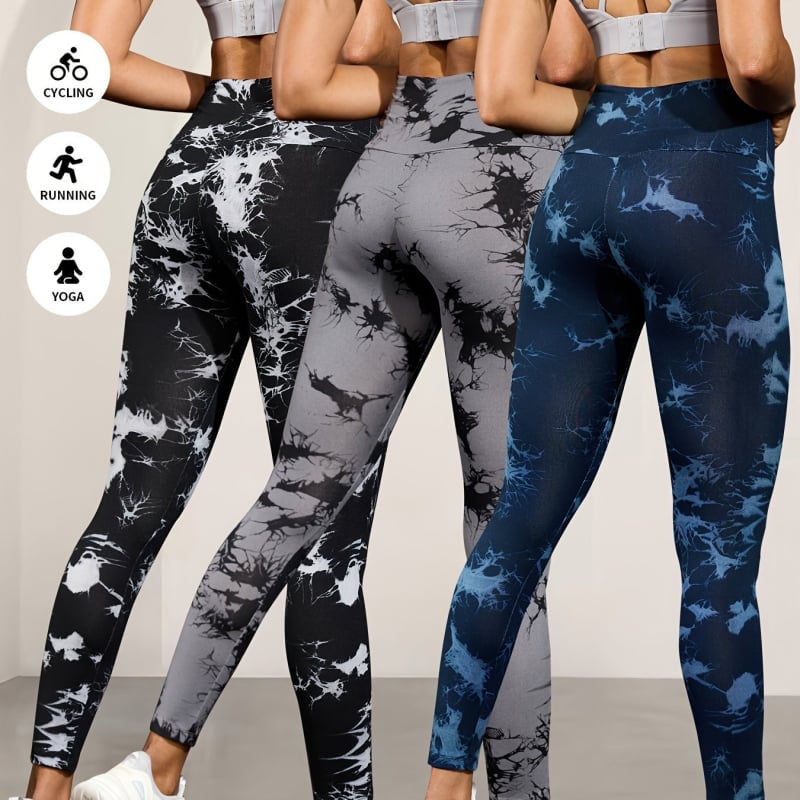 Дамски комплект от 3 части: капри панталони с принт тай-дай от модал със спандекс, свободен силует, пролет 2025