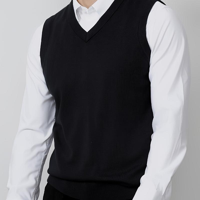 Vyrų megzta liemenė su dryžių raštu, lino-kordūrinė audinys, laisvas kirpimas, pavasaris 2025