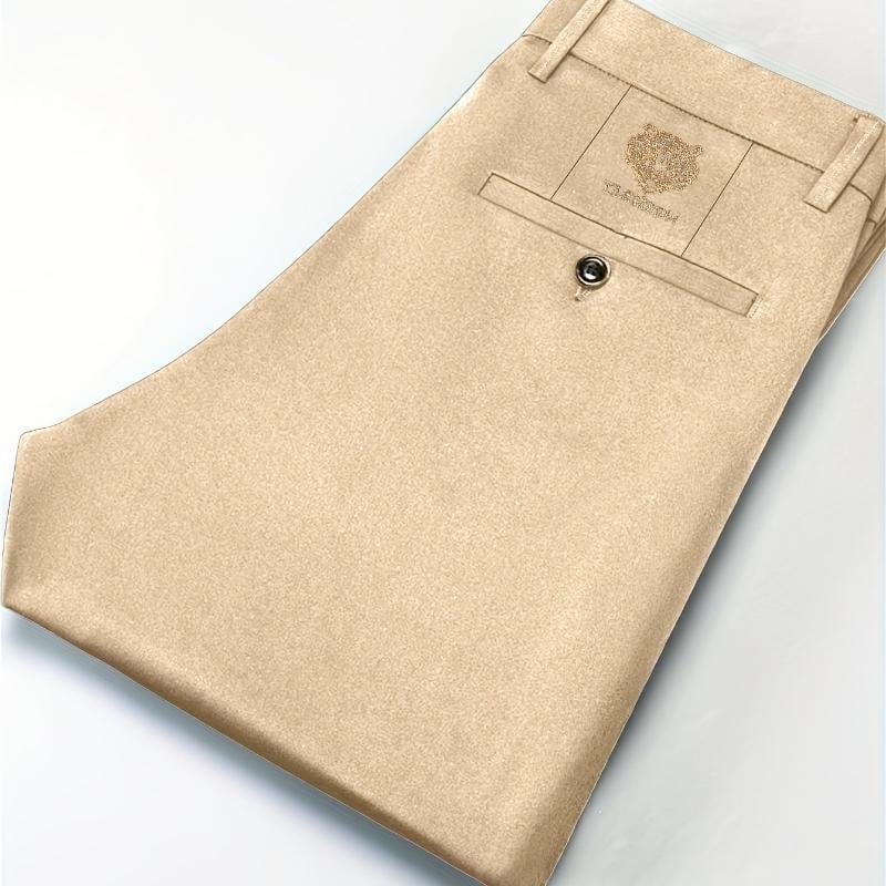 Vyrų Slim Fit kasualinės kostiumo kelnės, corduroy-linen audinys, elastinė juosta