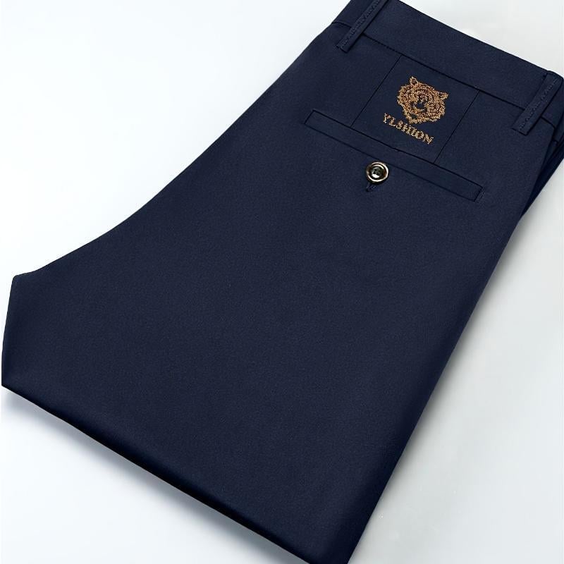 Vyrų Slim Fit kasualinės kostiumo kelnės, corduroy-linen audinys, elastinė juosta