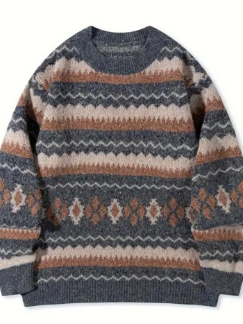 Tricou tricotat lejer - croială lejeră, guler rotund, mâneci lungi, poliester (Croială lejeră, Guler rotund, Mâneci lungi, Poliester)